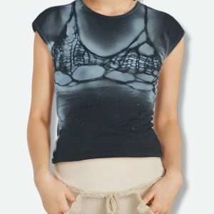 Y2K Fashion Bra Printed Tee - Coquette Style for Aesthetic Outfits