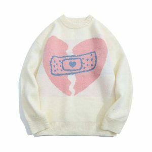 Y2K Fashion Broken Heart Sweater - Coquette Style & Aesthetic Vibes