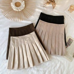 Y2K Fashion Brown College Skirt - Coquette Style Aesthetic Outfit