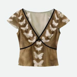 Y2K Fashion Butterfly Top - Coquette Style Aesthetic Clothing