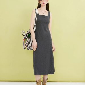 Y2K Fashion Button-Up Midi Dress - Coquette Style with Soft Aesthetic