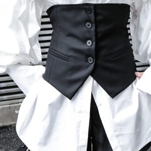 Y2K Fashion Button-Up Underbust Corset Top - Coquette & Acubi Style