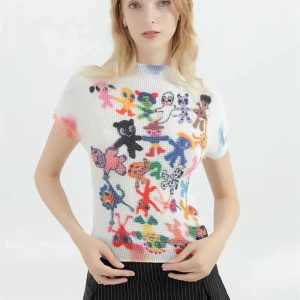 Y2K Fashion Cartoon Figures Printed Top - Coquette & Acubi Style