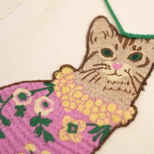 Y2K Fashion Cat Embroidered Sweater - Coquette Style Aesthetic Top