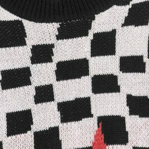 Y2K Fashion Checkered Flames Sweater - Coquette & Acubi Style