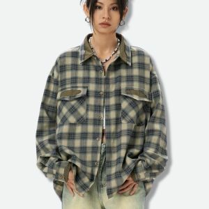 Y2K Fashion Checkered Shirt - Acubi Style Coquette Aesthetic Top