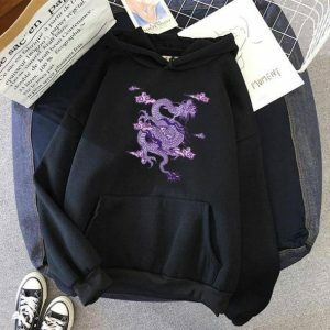 Y2K Fashion Chinese Dragon Hoodie - Dark Coquette Aesthetic Style