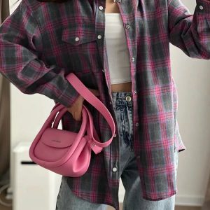 Y2K Fashion Classic Plaid Shirt - Acubi Style Coquette Aesthetic Top