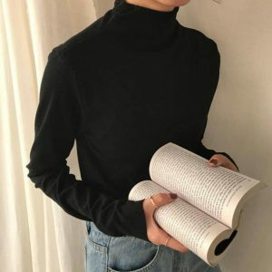 Y2K Fashion College Turtleneck: Coquette Style for Aesthetic Outfits