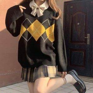 Y2K Fashion College Vibe Sweater - Coquette Style with Soft Aesthetic