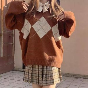 Y2K Fashion College Vibe Sweater - Coquette Style with Soft Aesthetic