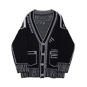 Y2K Fashion Contrast Graphic Sweater - Coquette & Acubi Style Essential