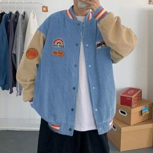 Y2K Fashion Corduroy Baseball Jacket - Coquette & Acubi Style Essential