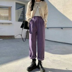 Y2K Fashion Corduroy Pants - Dark Coquette Aesthetic & Acubi Style