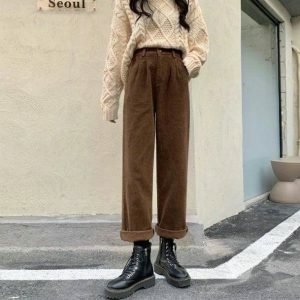 Y2K Fashion Corduroy Pants - Dark Coquette Aesthetic & Acubi Style