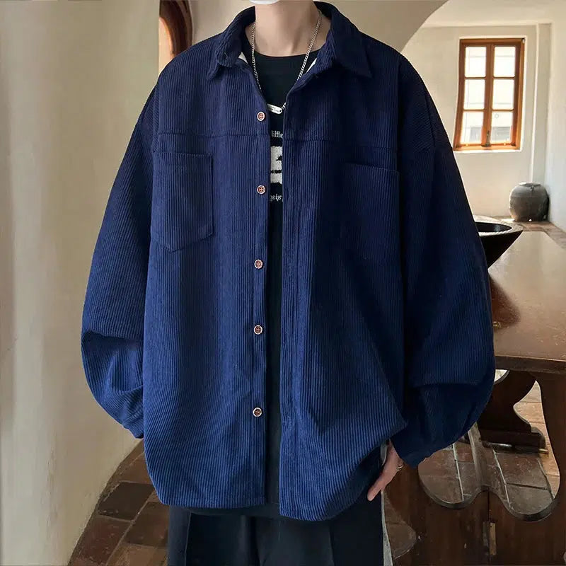 Y2K Fashion Corduroy Shirt - Dark Coquette & Acubi Aesthetic Style