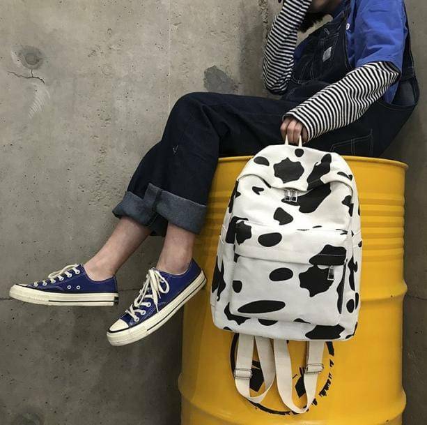 Y2K Fashion Cow's Milk Backpack: Coquette Style for Aesthetic Outfits