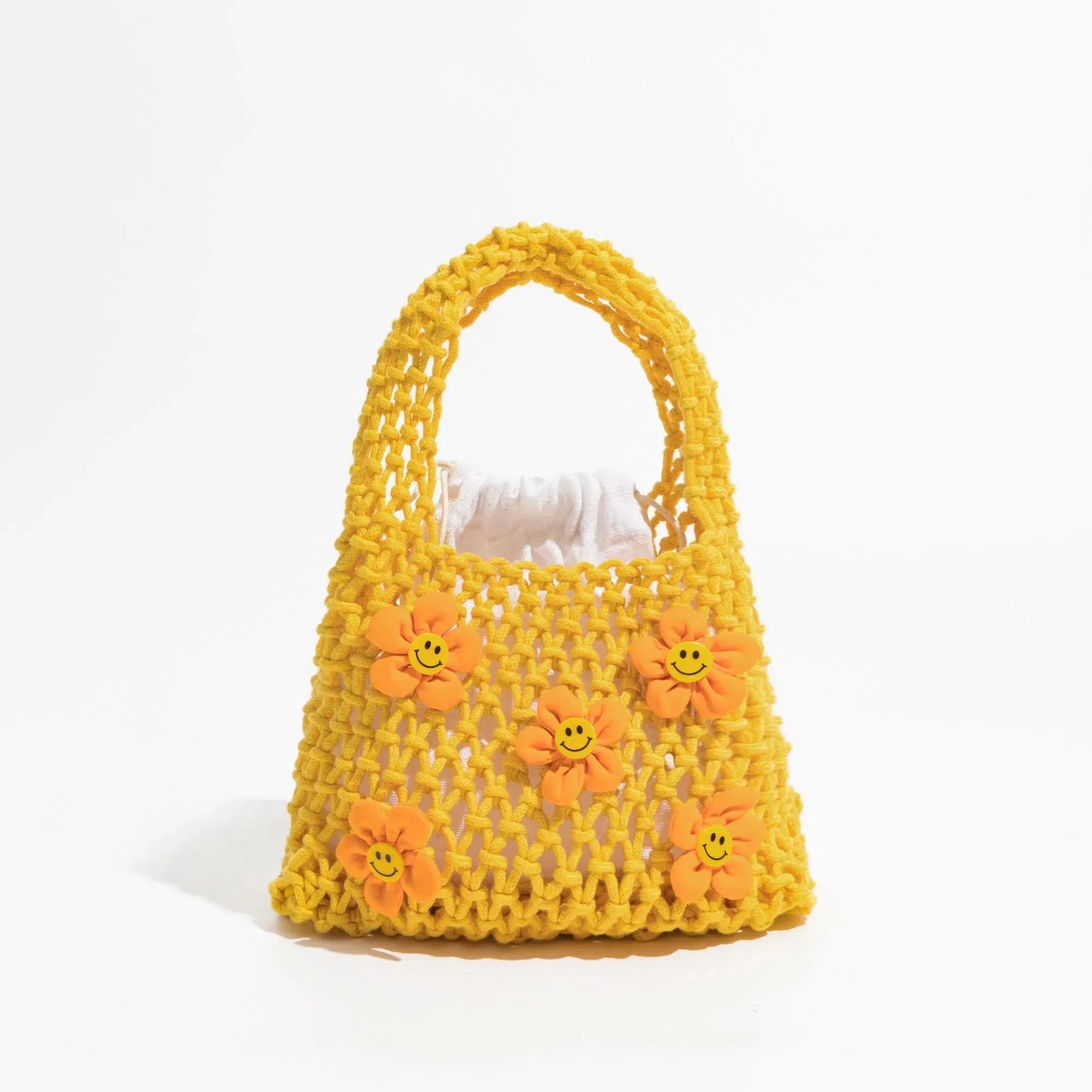 Y2K Fashion Crochet Bag with Indie Smiley Flowers - Aesthetic Accessory