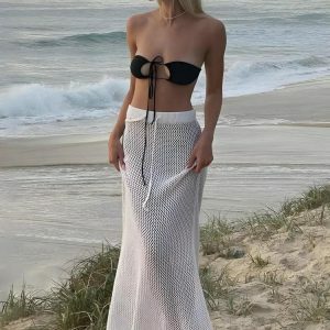 Y2K Fashion Crochet Beach Maxi Skirt - Coquette & Acubi Style Essential