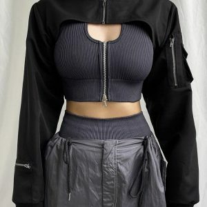 Y2K Fashion Cyberpunk Bolero Jacket - Coquette Style Aesthetic Layering