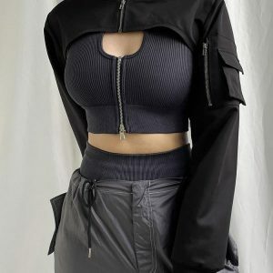 Y2K Fashion Cyberpunk Bolero Jacket - Coquette Style Aesthetic Layering