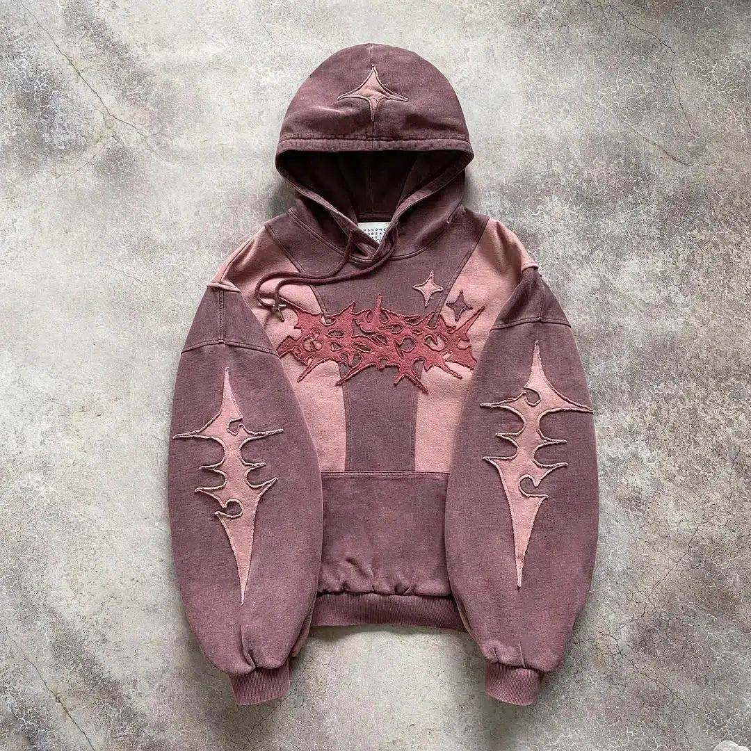 Y2K Fashion Cyberpunk Patch Hoodie - Aesthetic Coquette Style