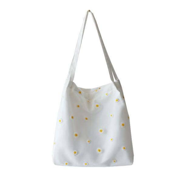 Y2K Fashion Daisy Embroidered Tote Bag - Coquette Aesthetic Style