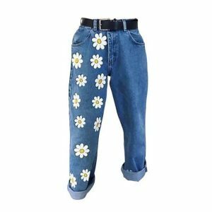 Y2K Fashion Daisy Flower Pants - Coquette Style Aesthetic Outfit