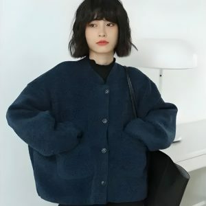 Y2K Fashion Dark Academia Button-Up Cardigan with Pockets for Aesthetic Style