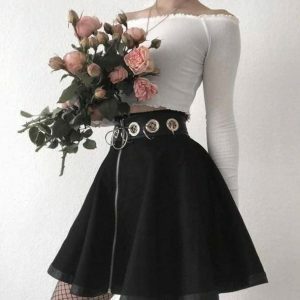 Y2K Fashion Dark Coquette Mini Skirt - Acubi Style Grunge Aesthetic