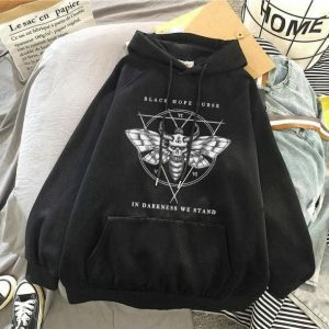 Y2K Fashion Death Moth Hoodie - Dark Coquette Aesthetic Clothing