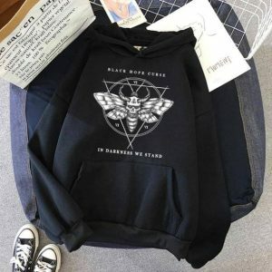 Y2K Fashion Death Moth Hoodie - Dark Coquette Aesthetic Clothing