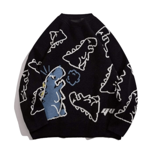 Y2K Fashion Dino Sweater - Coquette Style with Soft Girl Aesthetic