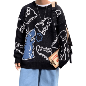 Y2K Fashion Dino Sweater - Coquette Style with Soft Girl Aesthetic