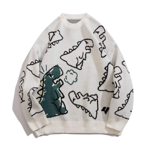 Y2K Fashion Dino Sweater - Coquette Style with Soft Girl Aesthetic