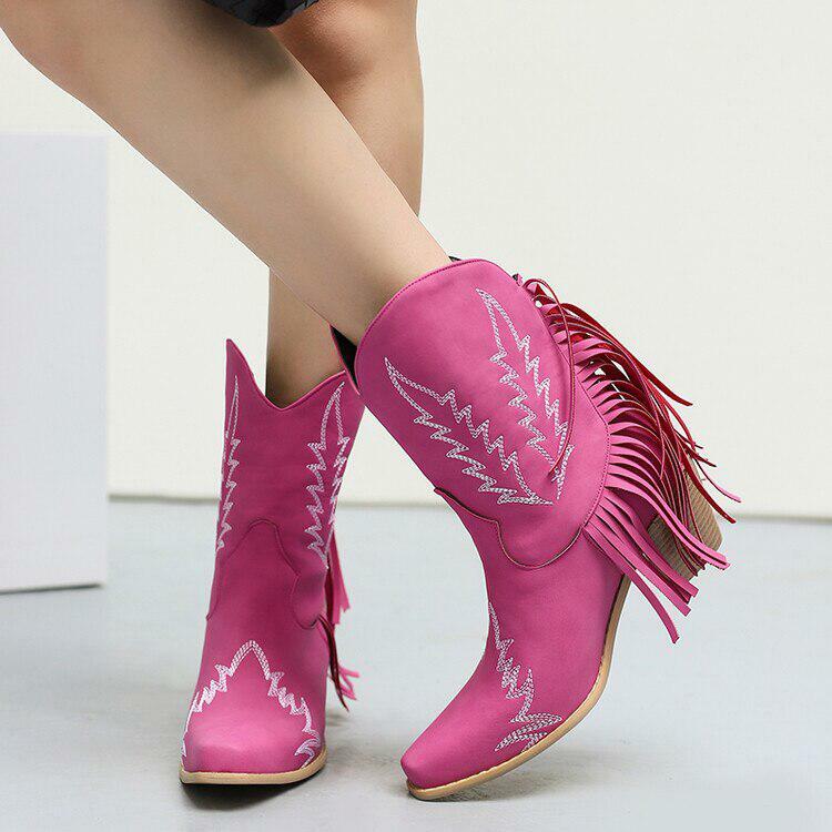 Y2K Fashion Disco Cowgirl Fringe Ankle Boots for Aesthetic Outfits