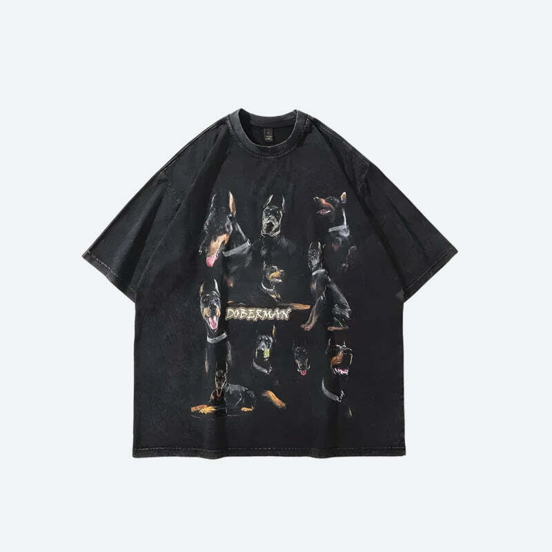 Y2K Fashion Doberman Tee: Dark Coquette Aesthetic & Soft Girl Style