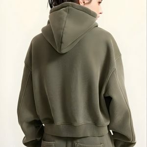 Y2K Fashion Double Zip-Up Cropped Hoodie - Coquette & Acubi Style