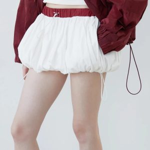 Y2K Fashion Drawstring Bubble Mini Skirt - Coquette & Acubi Style