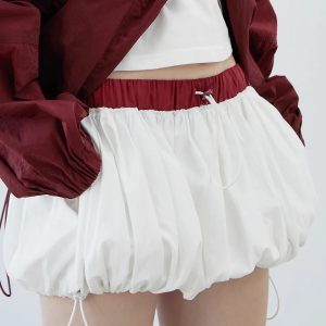 Y2K Fashion Drawstring Bubble Mini Skirt - Coquette & Acubi Style