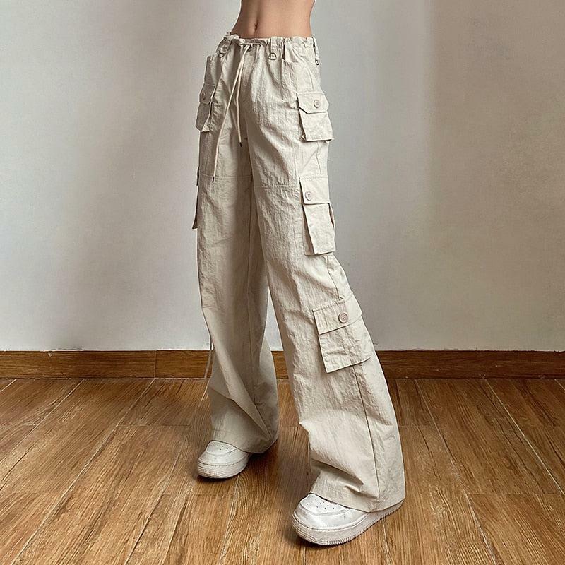 Y2K Fashion Drawstring Low Rise Cargo Pants - Coquette & Acubi Style