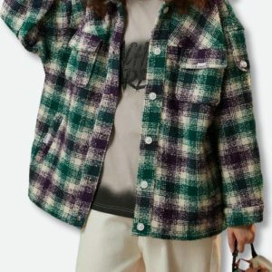 Y2K Fashion Flannel Shirt Jacket - Coquette & Acubi Aesthetic Style