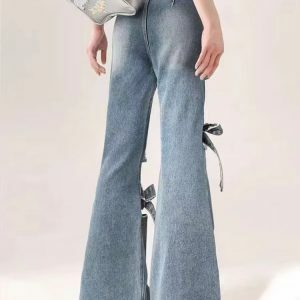 Y2K Fashion Flare Jeans: Dark Coquette & Acubi Style Aesthetic