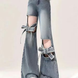 Y2K Fashion Flare Jeans: Dark Coquette & Acubi Style Aesthetic