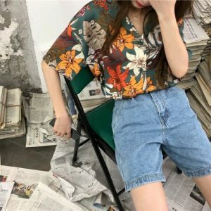 Y2K Fashion Floral Shirt - Acubi Style Coquette Aesthetic Top