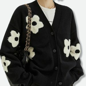 Y2K Fashion Flower Cardigan - Coquette Style Aesthetic Layering Piece