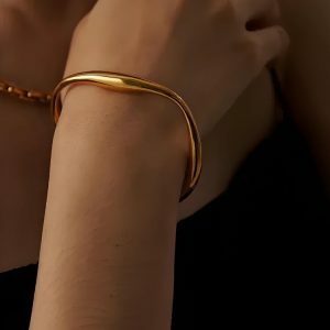 Y2K Fashion Gold Bangle Bracelet - Coquette & Acubi Aesthetic Jewelry