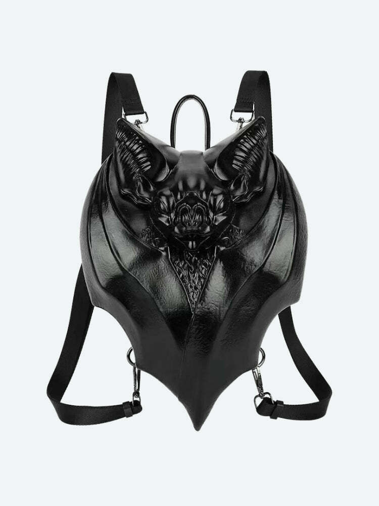 Y2K Fashion Goth Bat Backpack - Dark Coquette Aesthetic Bag for Outfits