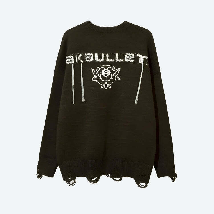 Y2K Fashion Grunge AK-Bullet Tasseled Sweater - Coquette Aesthetic Style