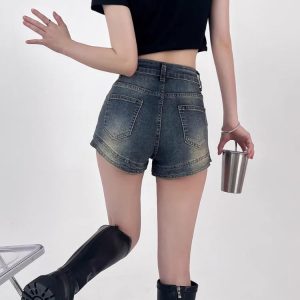 Y2K Fashion Grunge Denim Shorts - Acubi Style Coquette Aesthetic